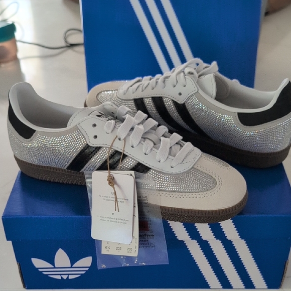 adidas Shoes - Adidas Glittering Silver and Black Sneakers